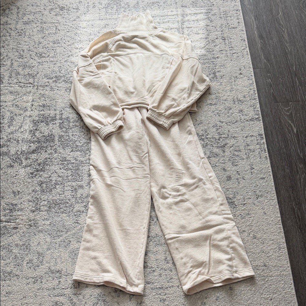 Aerie Cream Wide Leg Jumpsuit